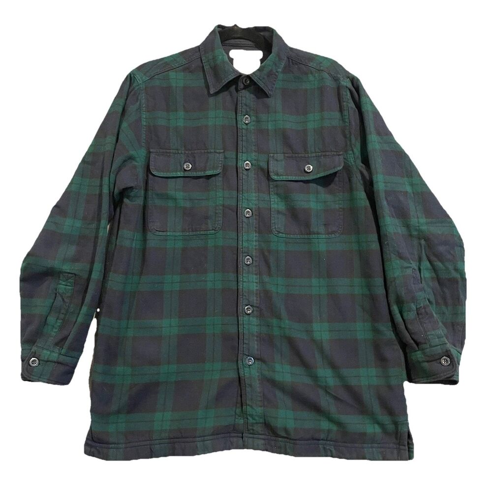 LL Bean Men's Traditional Fit Plaid Fleece Lined Flannel Shirt Jacket Small Reg